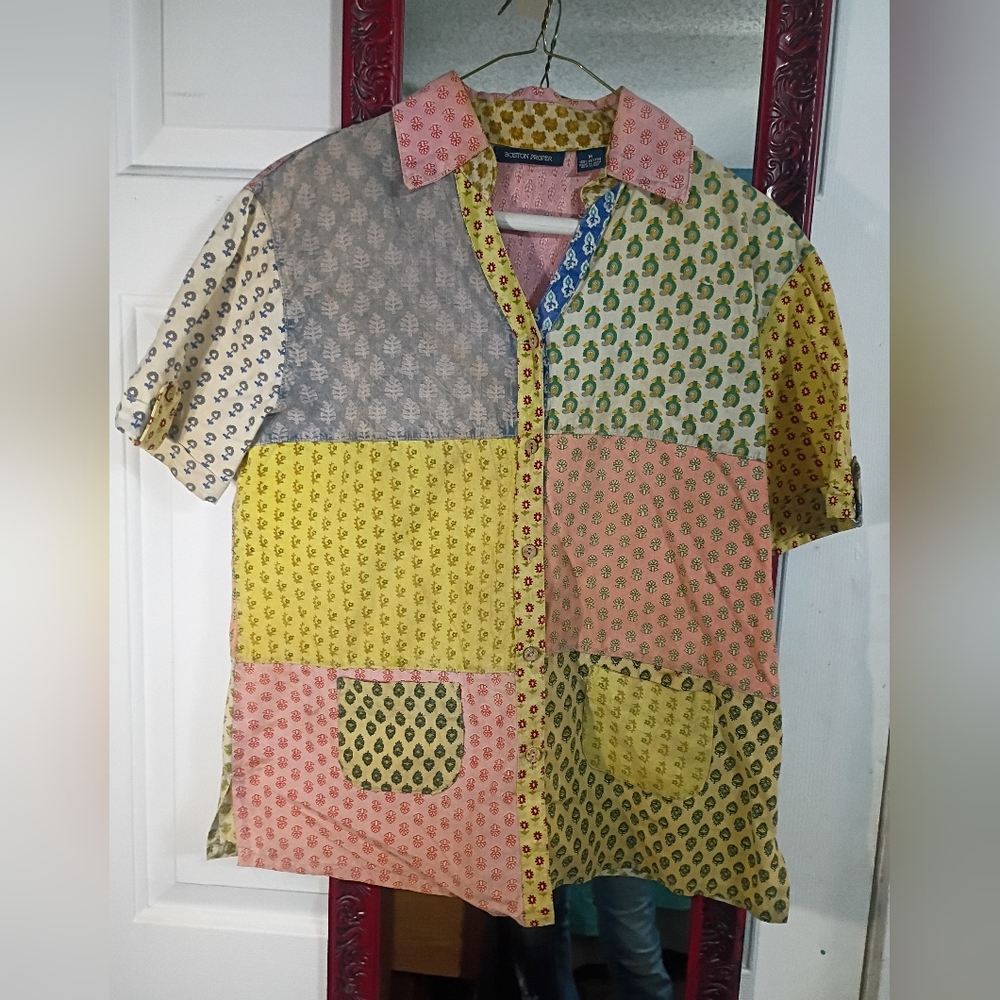 Boston Proper Multicolor Patterned Shirt